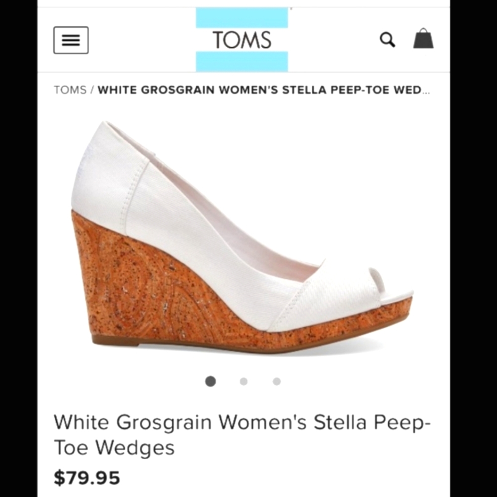 TOMS White Grosgrain Women’s Stella Wedges